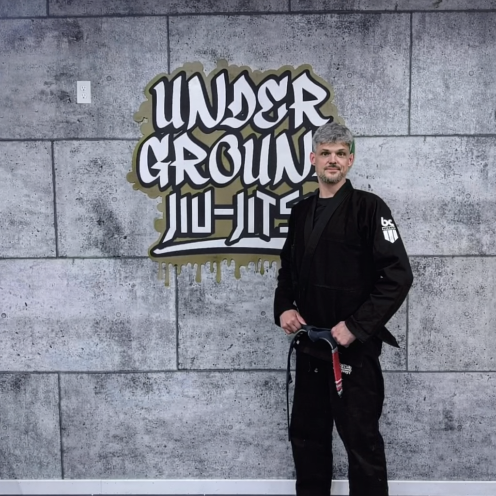 Professor Chad, second-degree black belt head coach at Underground Jiu-Jitsu martial arts academy in Fort Saskatchewan